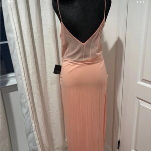 Zara Blush Peach Backless Slip Maxi Dress